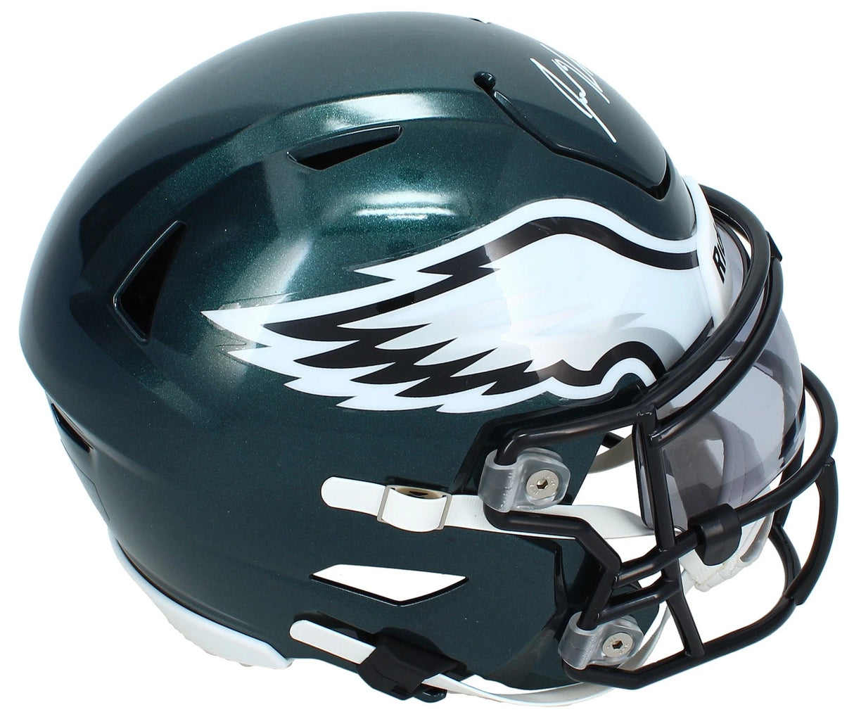 Jason Kelce Autographed Philadelphia Eagles Speedflex Midi Helmet PSA in the Presence
