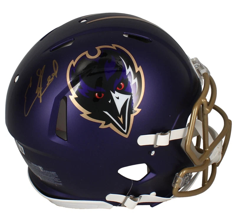 Ed Reed Autographed Baltimore Ravens Purple 2024 Alternate Speed Authentic Helmet Beckett Witnessed