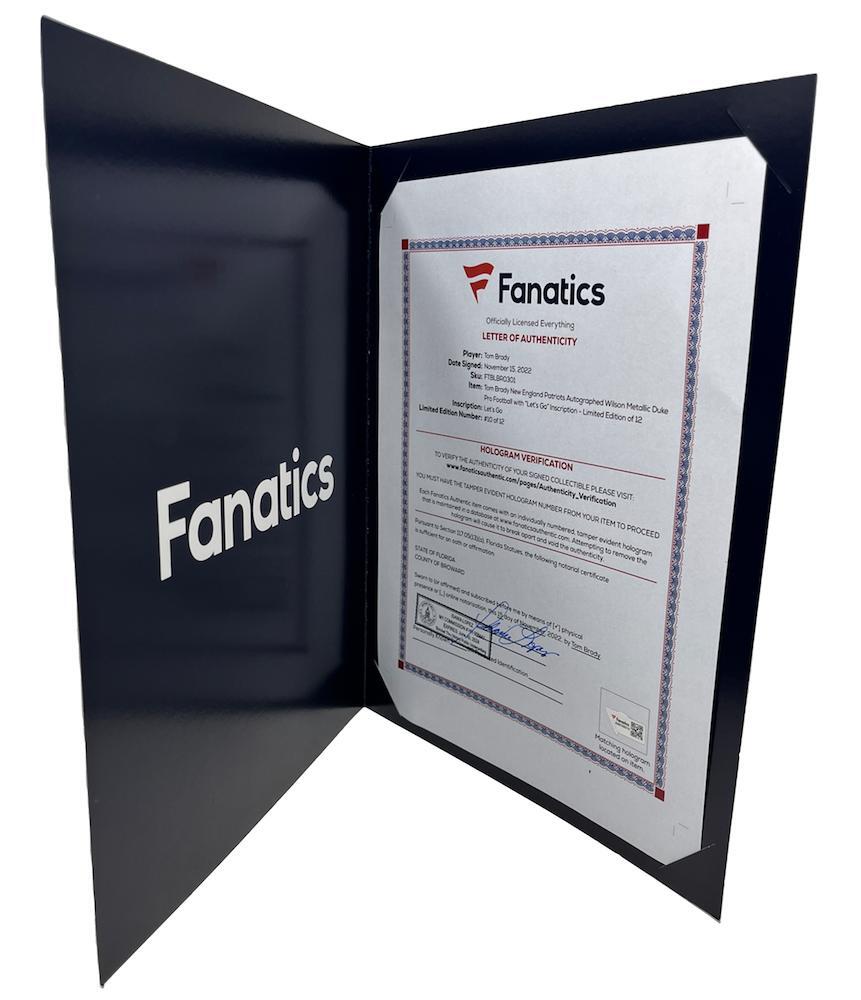 TOM BRADY Autographed/Inscribed "Let's Go" New England Patriots Metallic Logo Football LE 12 FANATICS