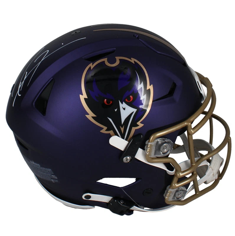 Ray Lewis Autographed Baltimore Ravens Purple 2024 Alternate Speedflex Authentic Helmet Beckett Witnessed