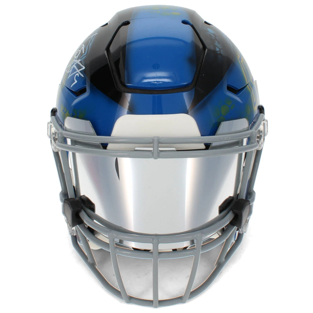 Matthew Stafford Autographed Los Angeles Rams/Detroit Lions Black/Blue Custom Painted RIPPED Speedflex Authentic Helmet Beckett Witnessed