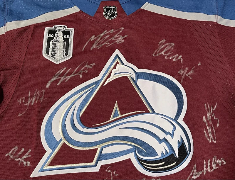 Colorado Avalanche Team Autographed Colorado Avalanche Burgundy Adidas Climalite Authentic Jersey w/22 Stanley Cup Patch Fanatics LE 100