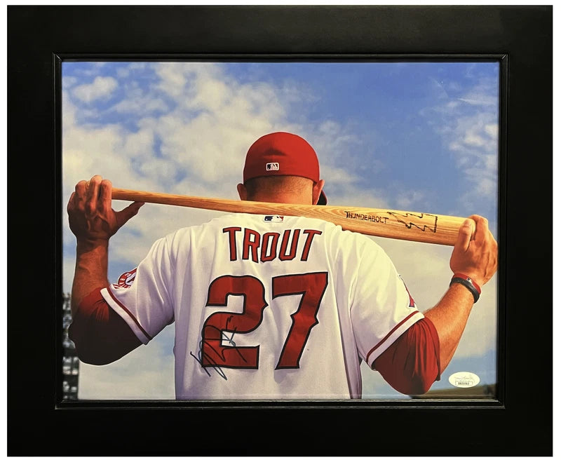 Mike Trout Autographed Los Angeles Angels 11" x 14" Framed Photograph JSA