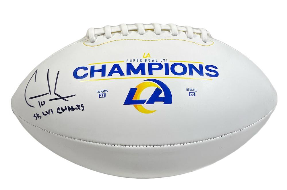 COOPER KUPP Autographed/Inscribed "SB LVI CHAMPS" Los Angeles Rams SB LVI Champs Logo White Panel Football FANATICS