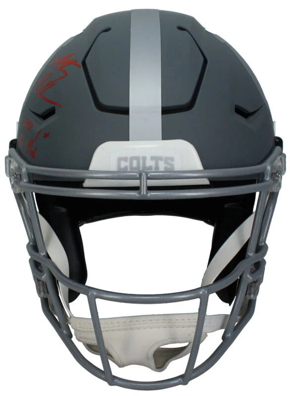Anthony Richardson Autographed/Inscribed "2023 1st Rd Pick" Indianapolis Colts Slate Speedflex Authentic Helmet LE 1/25 Fanatics