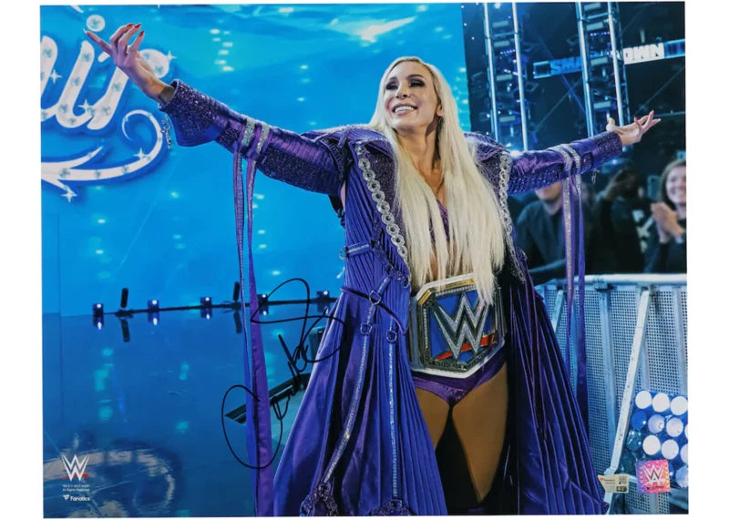 Charlotte Flair Autographed (In Black) WWE Entrance with Title 16" x 20" Photograph Fanatics
