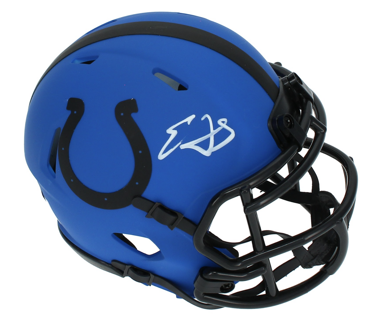 Edgerrin James Autographed Indianapolis Colts RAVE Speed Mini Helmet Beckett Witnessed