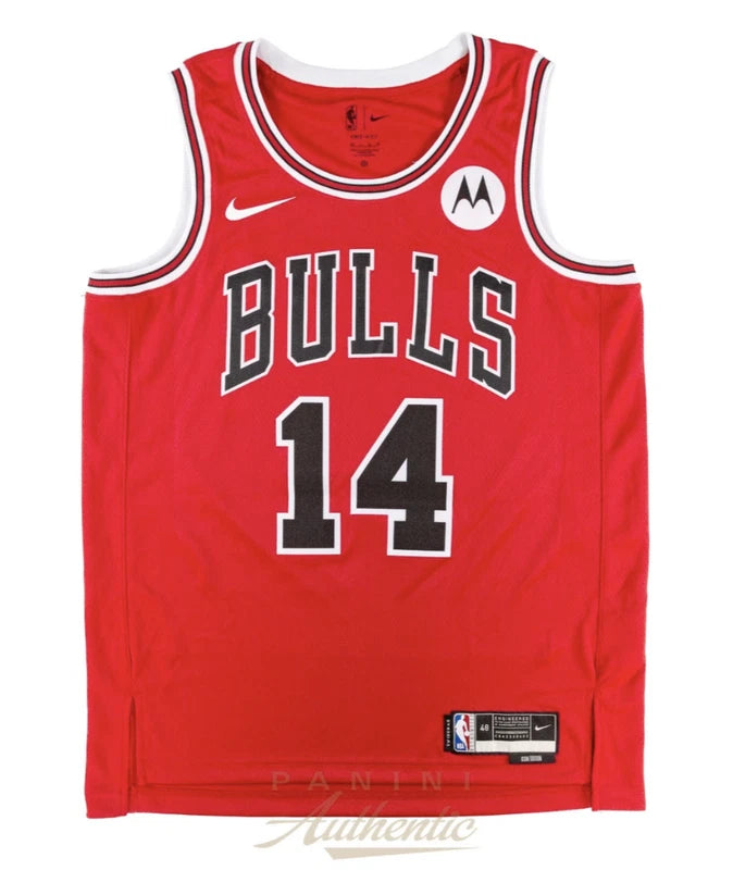 Matas Buzelis Autographed Chicago Bulls Red Nike Icon Edition Swingman Jersey Panini