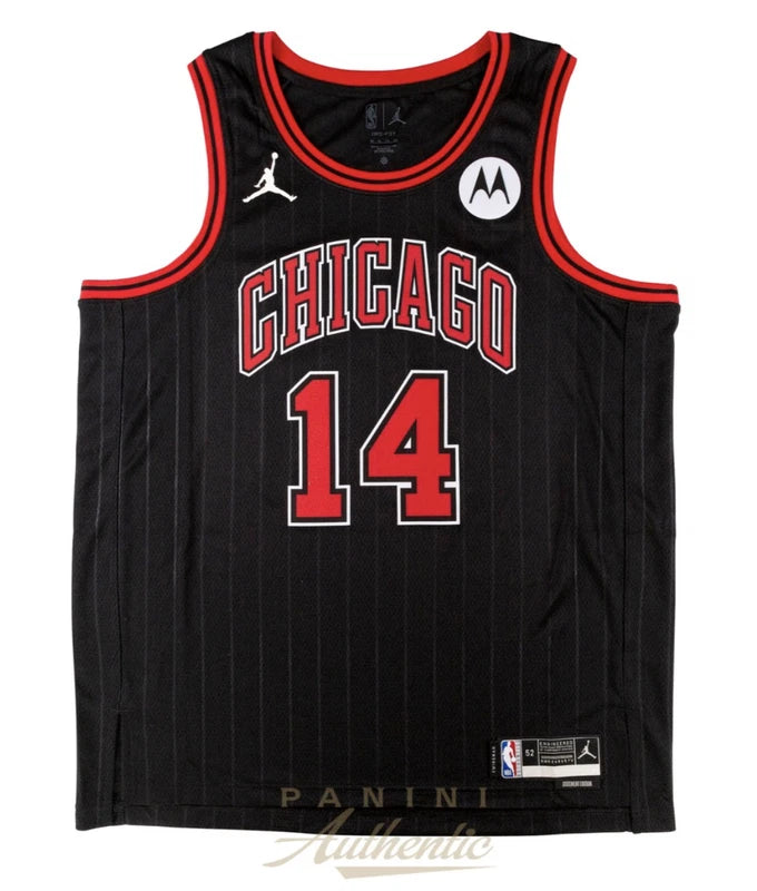 Matas Buzelis Autographed Chicago Bulls Black Jordan Brand Statement Edition Swingman Jersey Panini