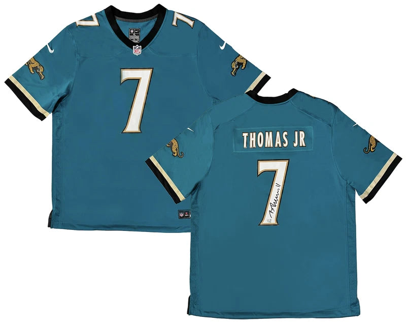 Brian Thomas Jr Autographed Jacksonville Jaguars Teal Nike Prowler Throwback Game Jersey Fanatics