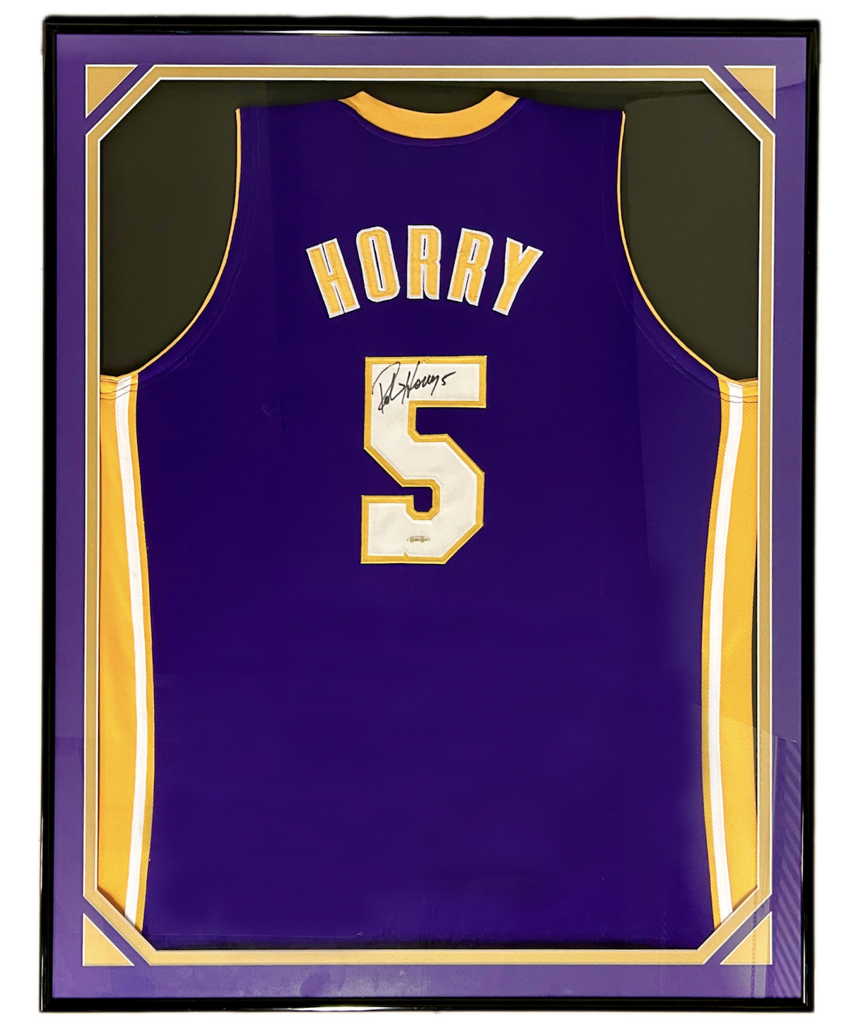 Robert Horry Autographed Los Angeles Lakers Purple Framed Jersey UDA
