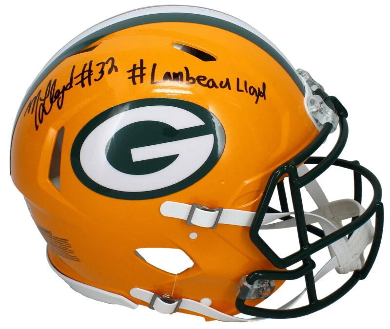 MarShawn Lloyd Autographed/Inscribed "#Lambeau Lloyd" Green Bay Packers Speed Authentic Helmet Beckett/GDL LE 1/32