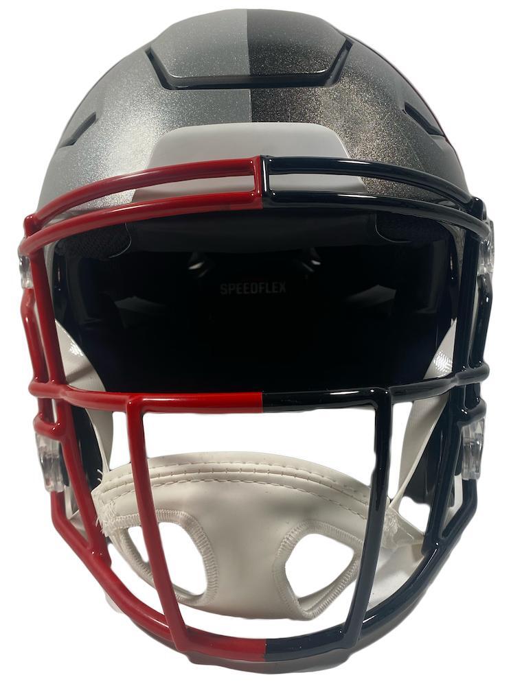 TOM BRADY Buccaneers Side Autographed Buccaneers / Patriots Combo Speed Flex Helmet FANATICS