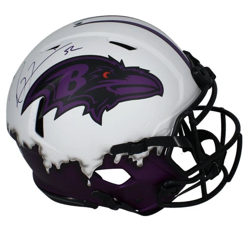 Ray Lewis Autographed Baltimore Ravens Custom Lunar Drip Speed Authentic Helmet Beckett Witnessed