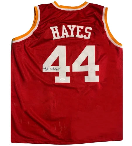 Elvin Hayes Autographed Red #44 BIG E Custom Jersey JSA Witnessed