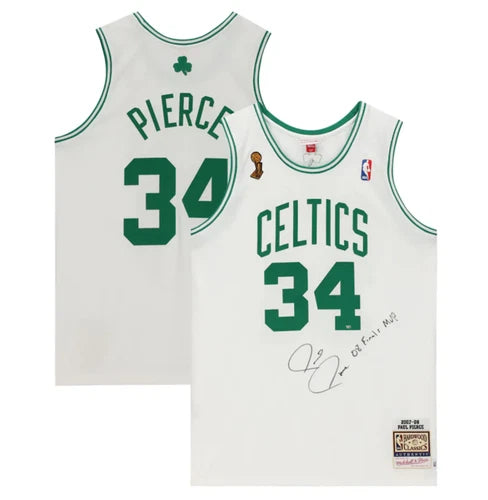 Paul Pierce Autographed/Inscribed "08 Finals MVP" on Front Boston Celtics White 2007-08 NBA Finals Logo Mitchell & Ness Authentic Jersey Fanatics