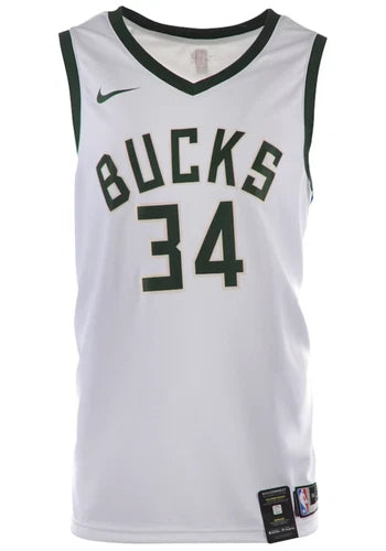 Giannis Antetokounmpo Milwaukee Bucks Autographed Nike White Association Swingman Jersey