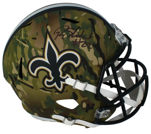 Rashid Shaheed Autographed (in Black) New Orleans Saints CAMO Speed Full Size Helmet Beckett Witnessed