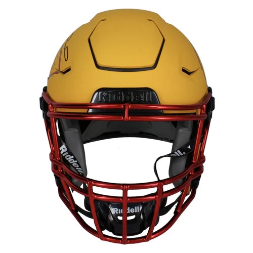 Patrick Mahomes Autographed Kansas City Chiefs Yellow Matte w/Red Chrome Inlay Speedflex Authentic Helmet LE 1/15 Beckett Witnessed