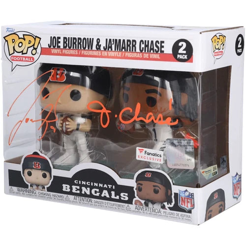 Joe Burrow & Ja'Marr Chase Dual Autographed Cincinnati Bengals Fanatics Exclusive Two-Pack Funko POP! Vinyl Figure Set Fanatics