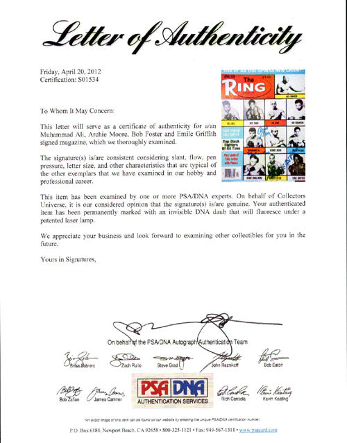Muhammad Ali & Others Autographed The Ring Magazine Cover PSA/DNA #S01534
