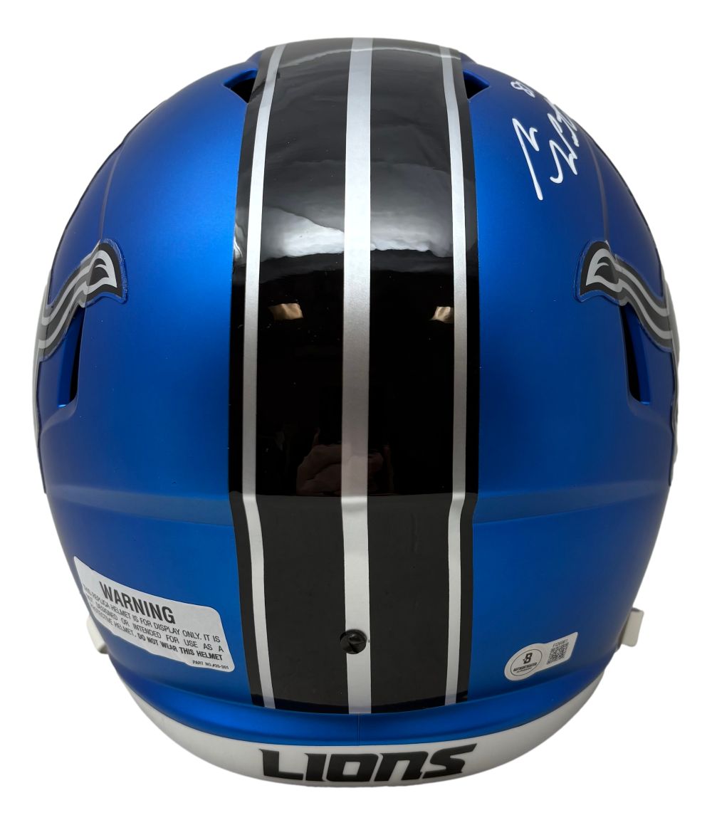 Sam LaPorta Signed Detroit Lions FS Alternate Blue Speed Replica Helmet BAS ITP