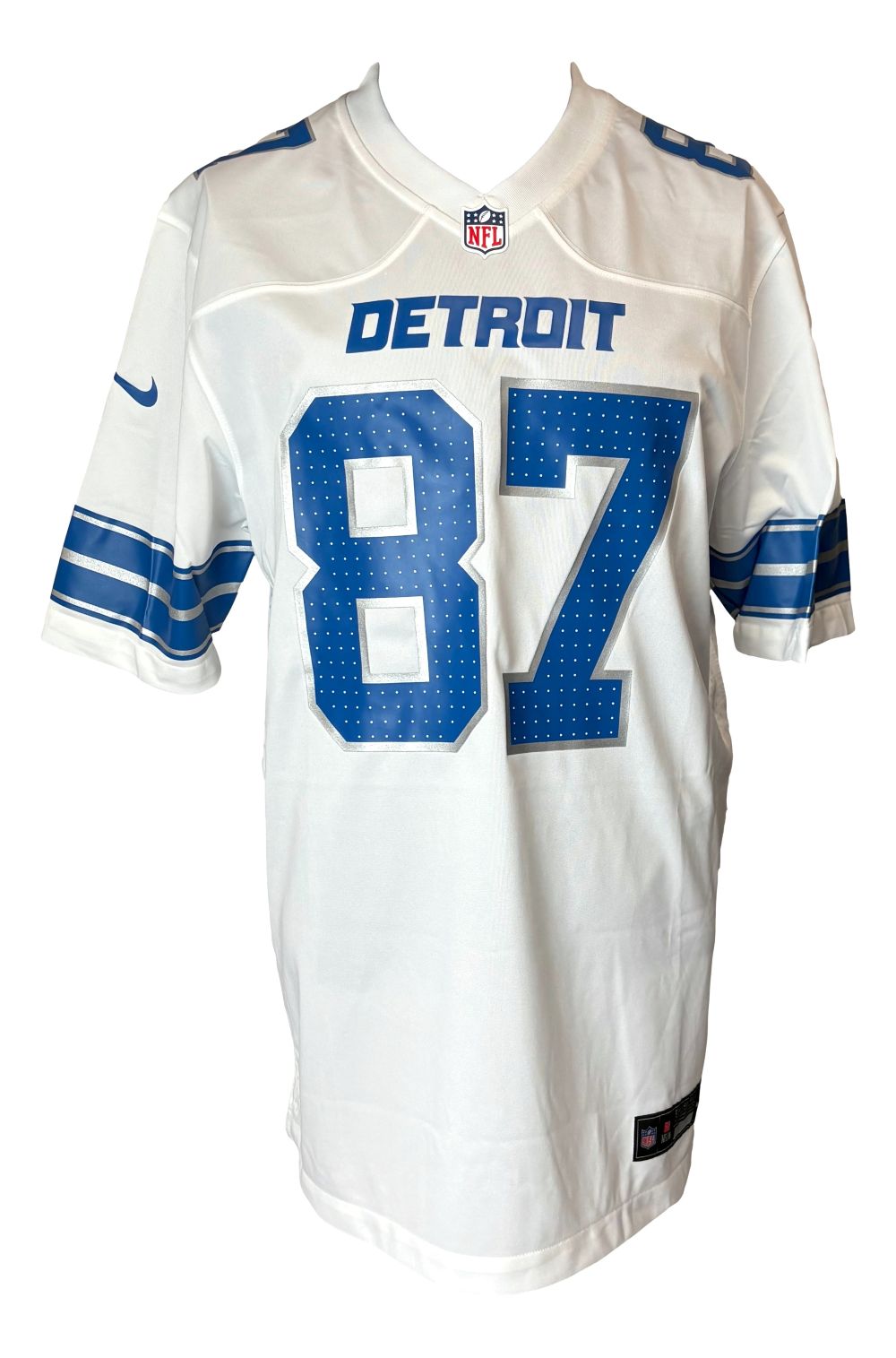 Sam LaPorta Signed Detroit Lions White Nike Game Replica Jersey BAS ITP