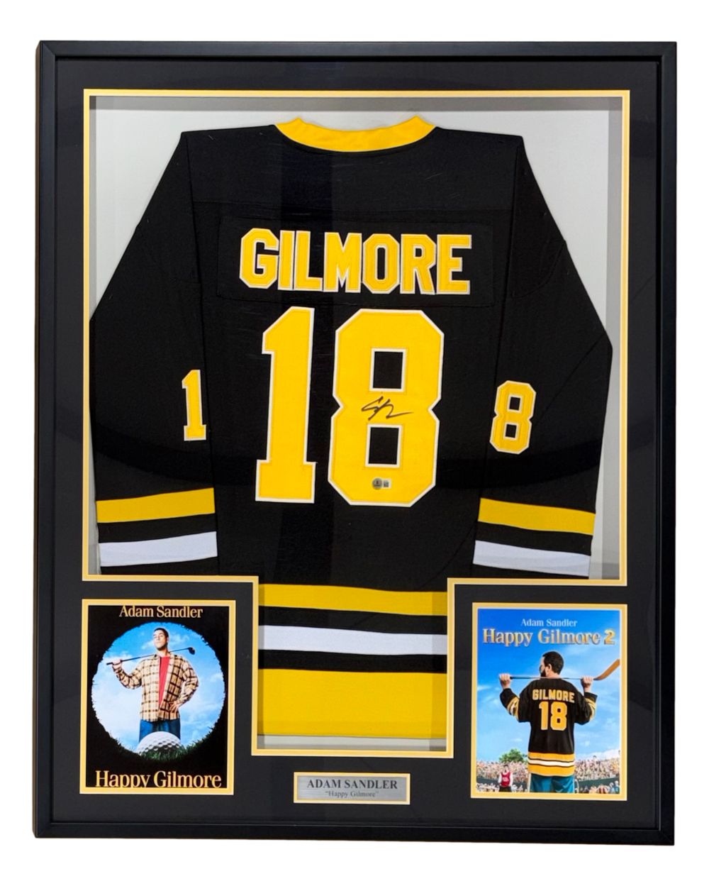 Adam Sandler Happy Gilmore Signed Framed Black Hockey Jersey BAS