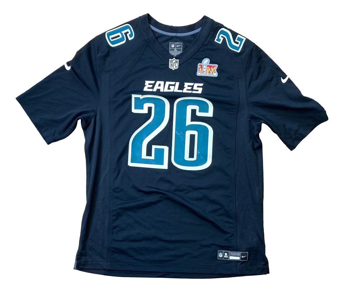 Saquon Barkley Signed Eagles Super Bowl 59 LIX Black Nike Jersey PSA 3C89561