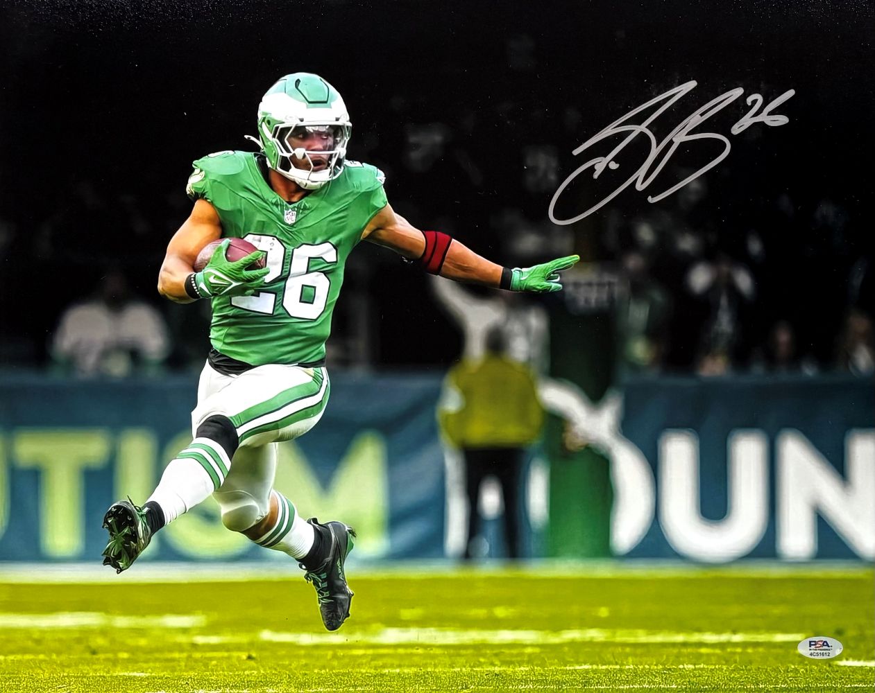 Saquon Barkley Signed 16x20 Eagles Kelly Green Jersey Photo PSA/DNA ITP