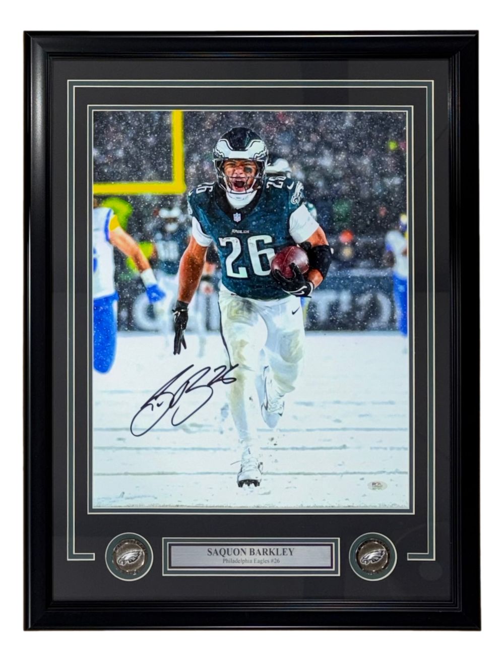 Saquon Barkley Signed Framed 16x20 Eagles Snow Game vs Rams Photo PSA/DNA ITP