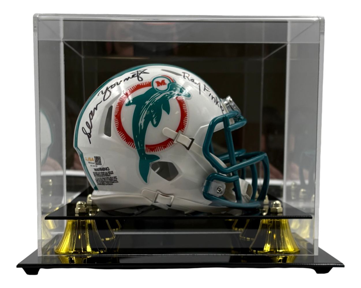 Sean Young Ace Ventura Signed Dolphins Mini Helmet Ray Finkle JSA QR w/ Case