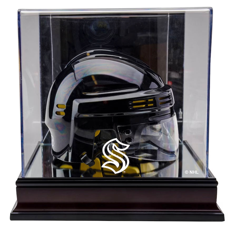 Seattle Kraken Team Logo Mahogany Mini Helmet Display Case Stock #224763