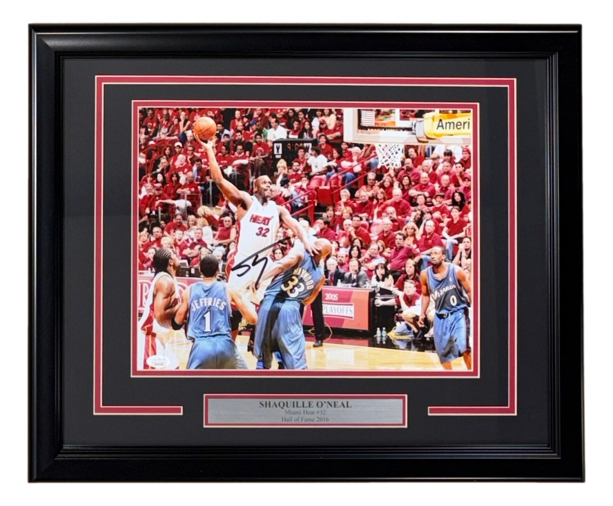 Shaquille O'Neal Signed Framed 11x14 Miami Heat Photo JSA
