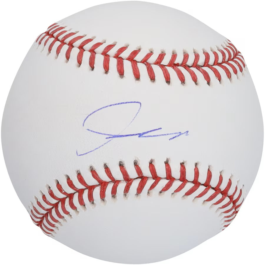 A Shota Imanaga Chicago Cubs Signed Official MLB Baseball by Sports Integrity, featuring a blue autograph on a white ball with red stitching.