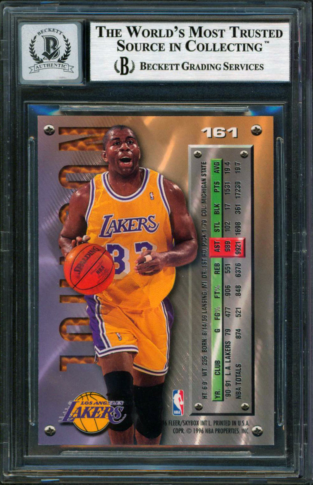 Lakers Magic Johnson Signed 1995 Metal #161 Card Auto Graded 10! BAS Slabbed