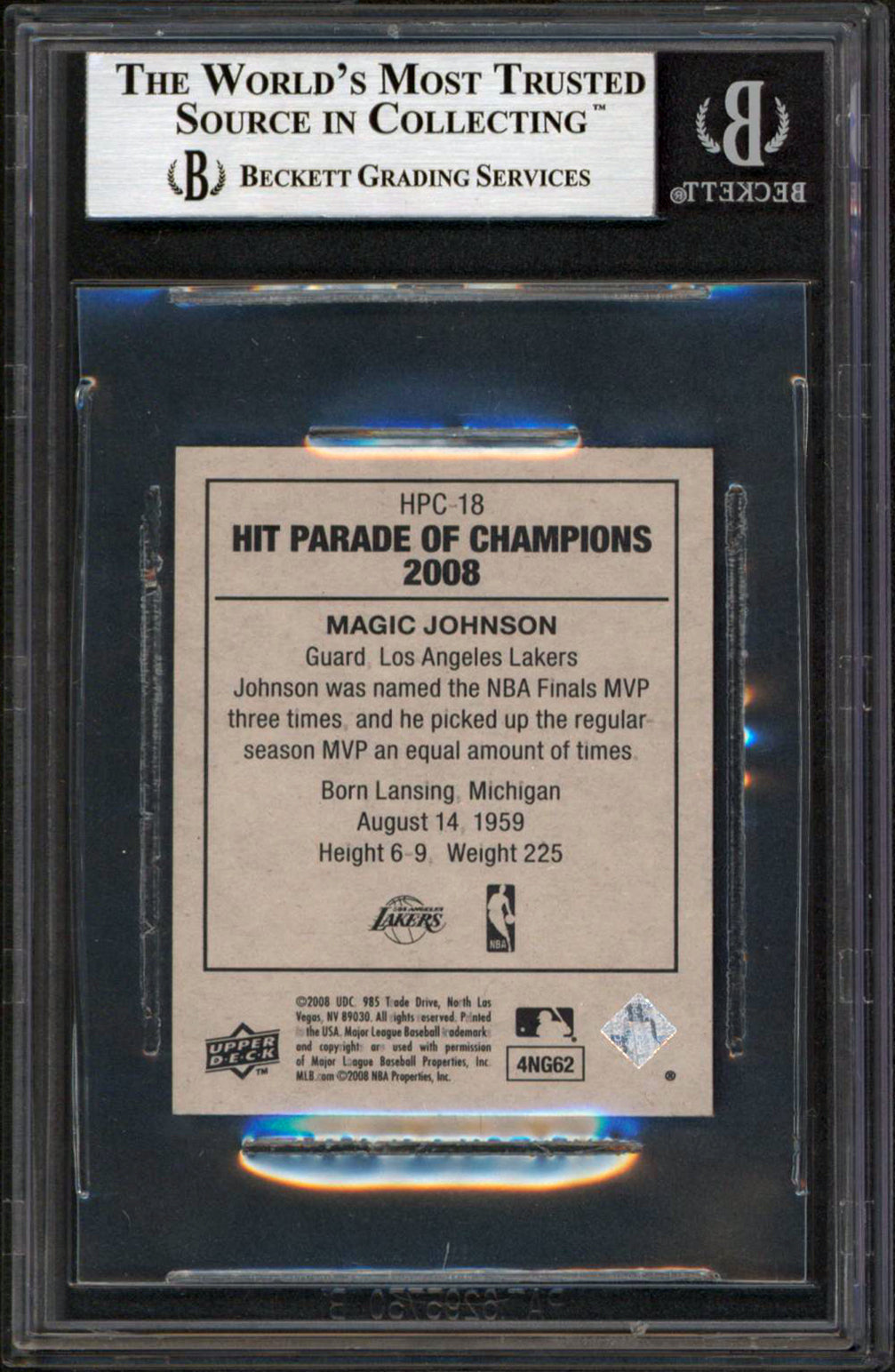 Lakers Magic Johnson Signed 2008 Upper Deck Goudey Hit POC #18 Card BAS Slabbed