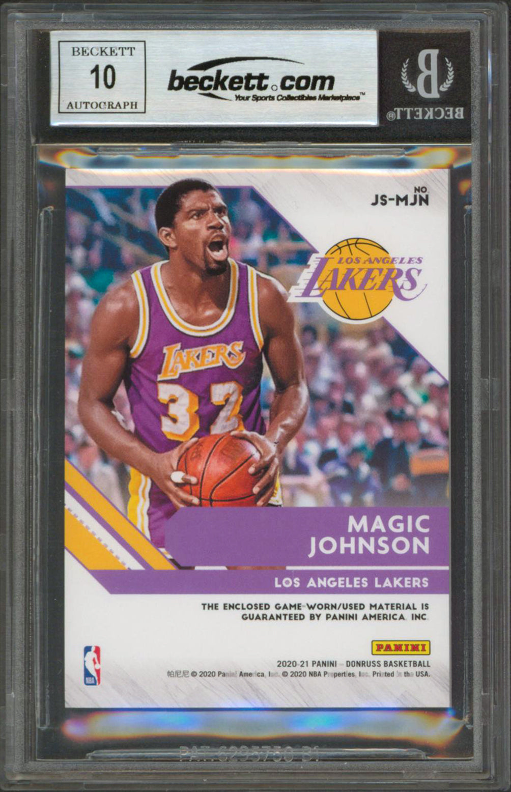 Lakers Magic Johnson Signed 2020 Donruss JS #54 Card Auto Graded 10! BAS Slabbed
