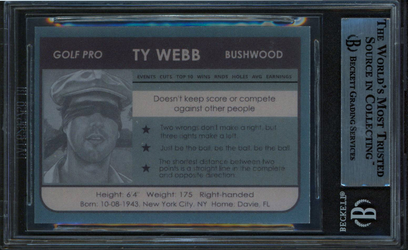 Chevy Chase Caddyshack Authentic Signed Ty Webb Custom Trading Card BAS Slabbed