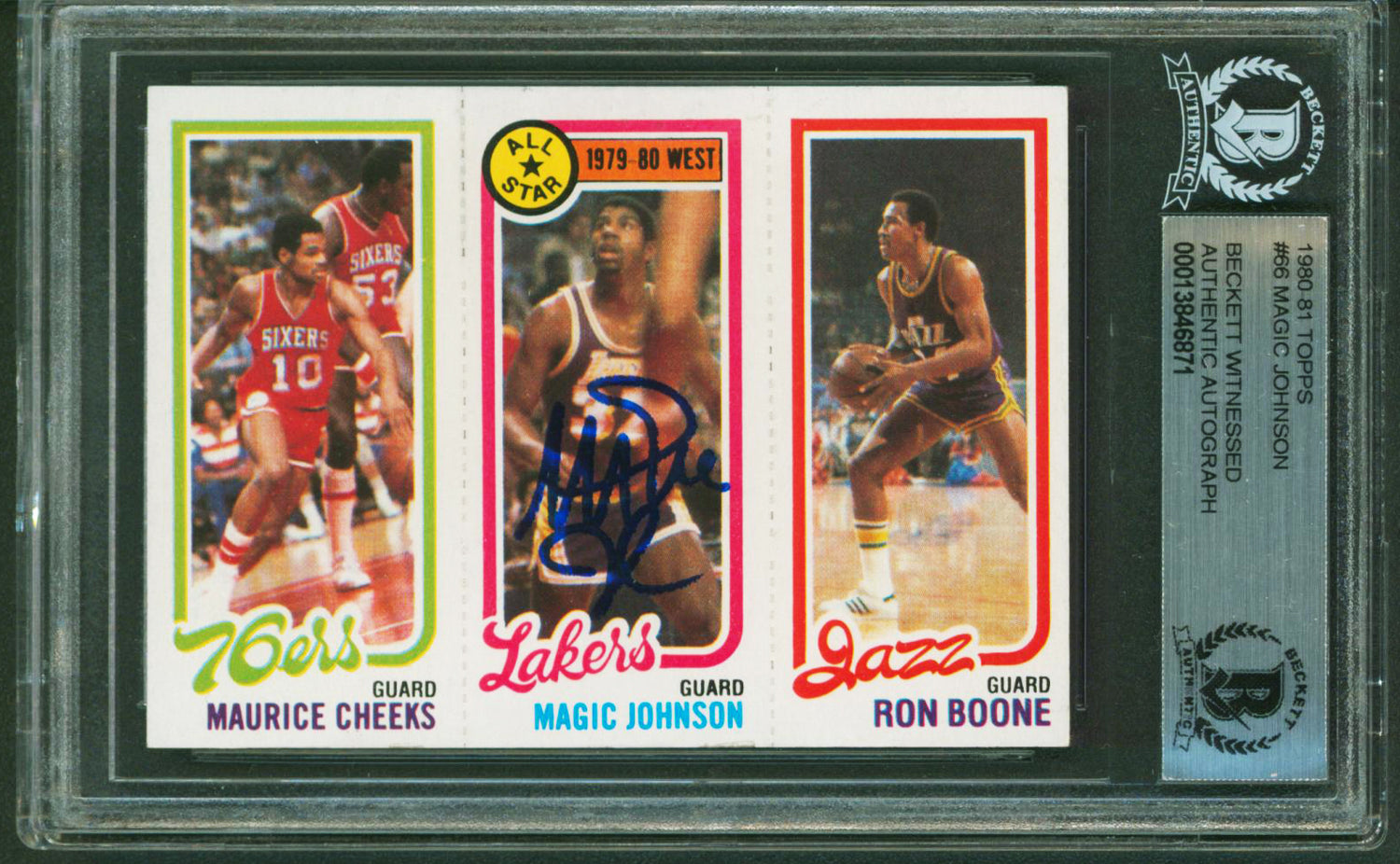 Lakers Magic Johnson Authentic Signed 1980 Topps #66 Card BAS Slabbed