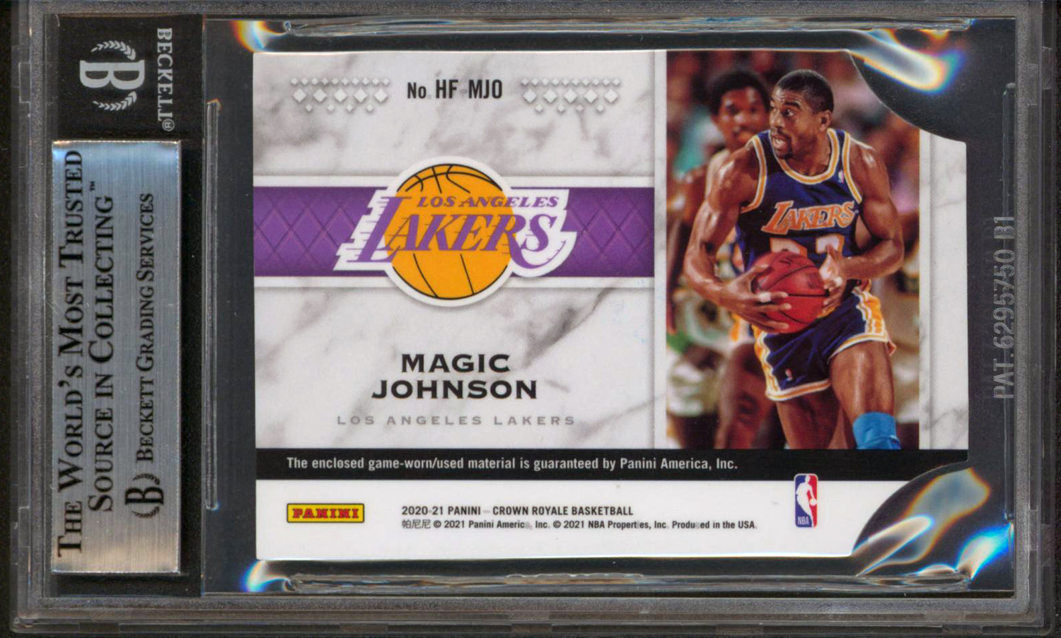 Lakers Magic Johnson Signed 2020 Crown Royale HOF Mem #3 Card BAS Slabbed 1