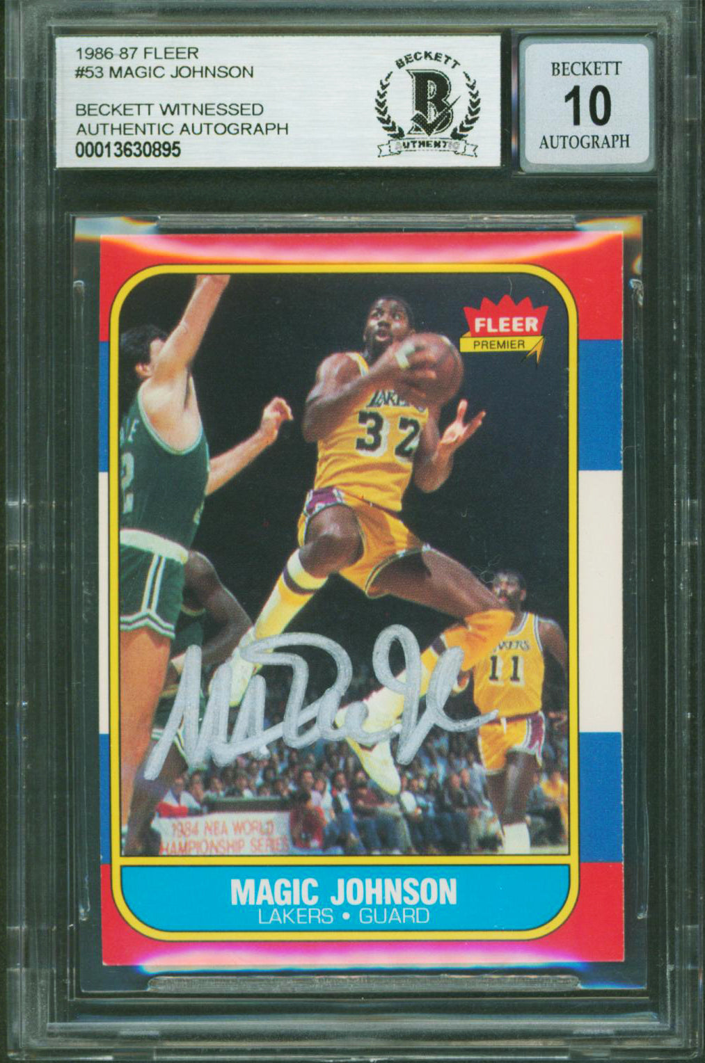Lakers Magic Johnson Authentic Signed 1986 Fleer #53 Card Auto 10! BAS Slabbed