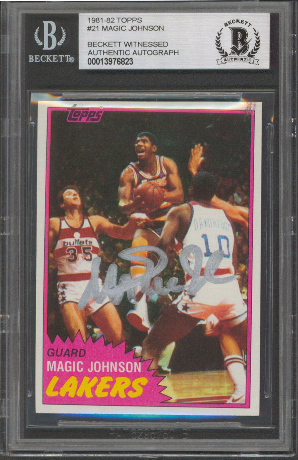 Lakers Magic Johnson Authentic Signed 1981 Topps #21 Card Autographed BAS Slab