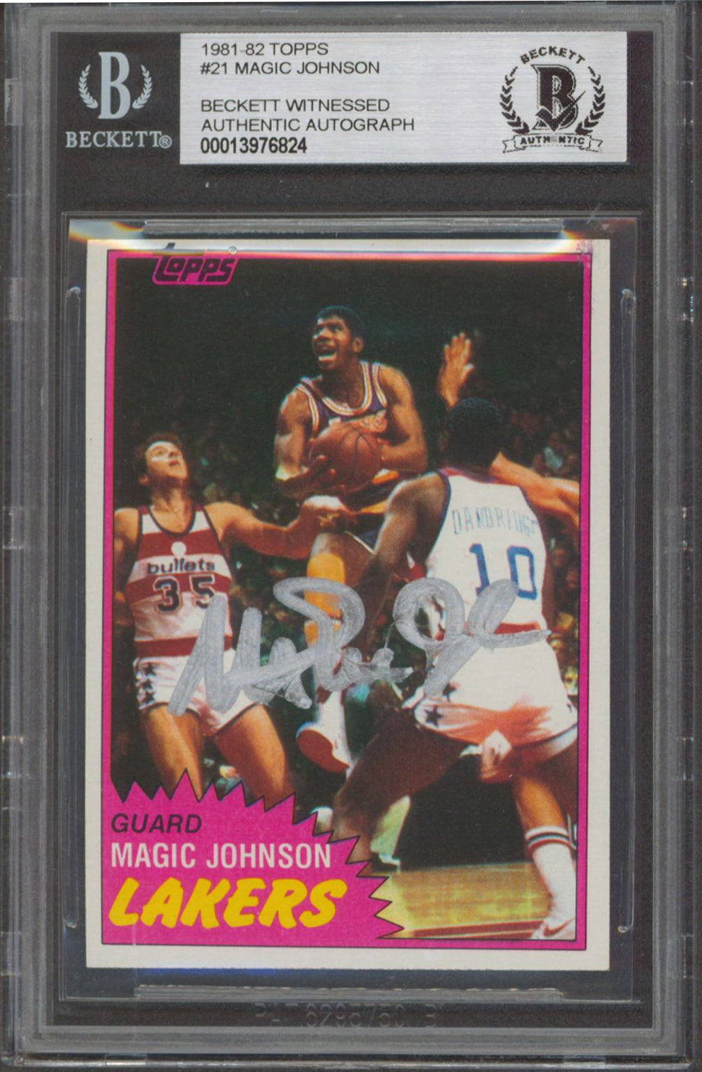 Lakers Magic Johnson Signed 1981 Topps #21 Card BAS Slabbed