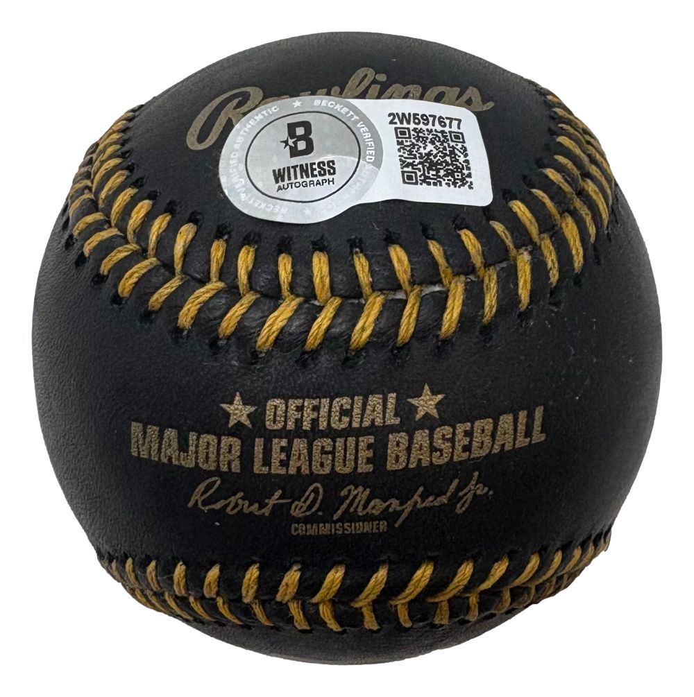 So Taguchi Phillies Signed In Kenji Black Leather Baseball 2008 WS Champs BAS