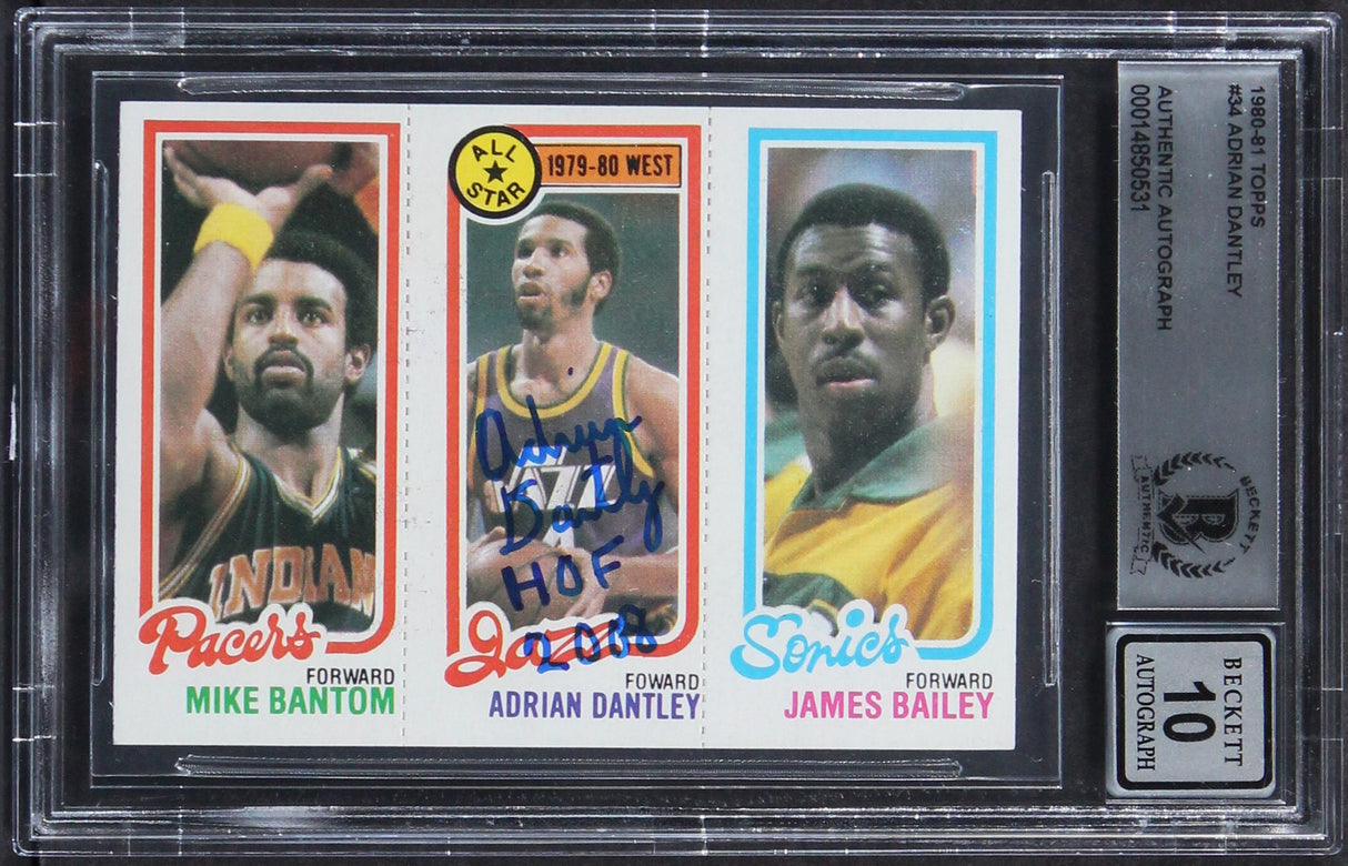 Jazz Adrian Dantley "HOF 2008" Signed 1980 Topps #34 Card Auto 10! BAS Slabbed 2