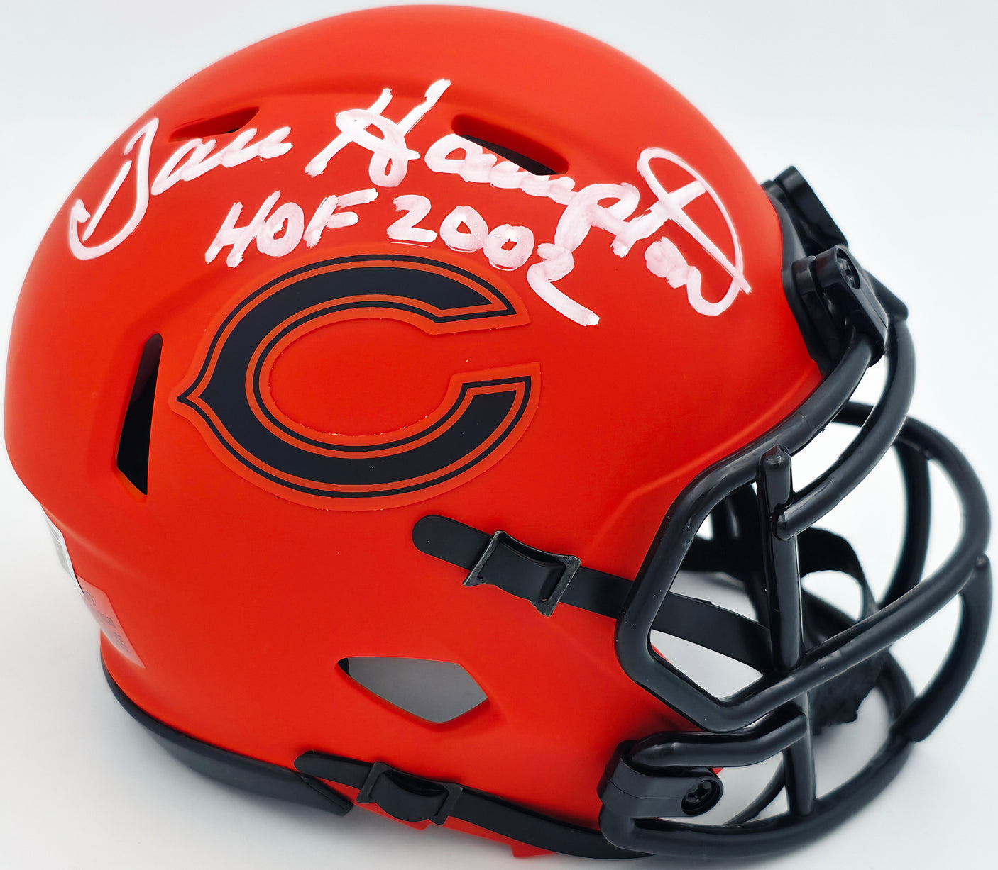 Dan Hampton Autographed Chicago Bears Rave Orange Mini Helmet "HOF 2002" Beckett BAS Witness Stock #249586