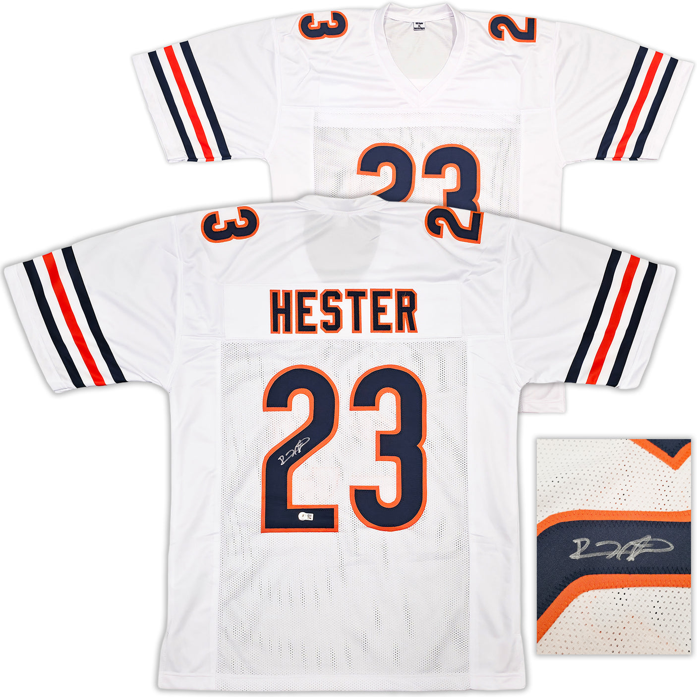 Chicago Bears Devin Hester Autographed White Jersey Beckett BAS QR Stock #250274
