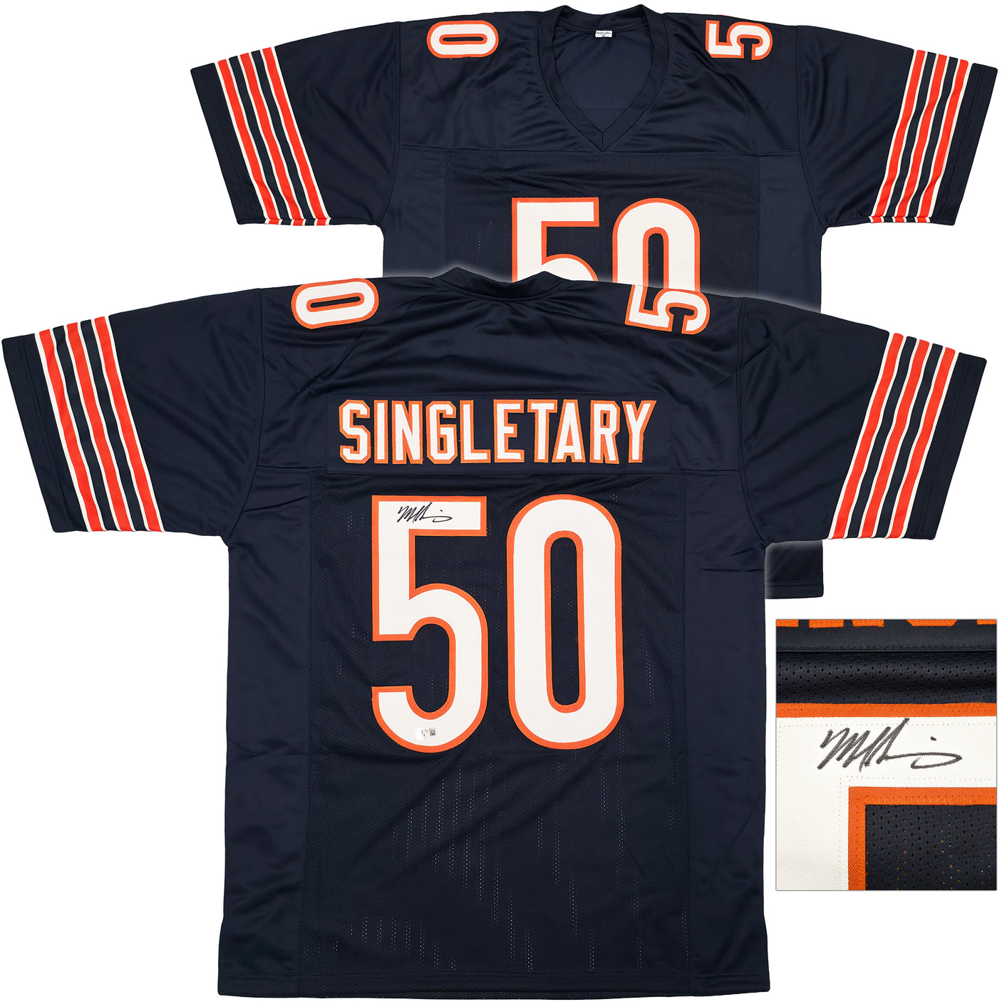 Chicago Bears Mike Singletary Autographed Blue Jersey Beckett BAS Witness Stock #250275
