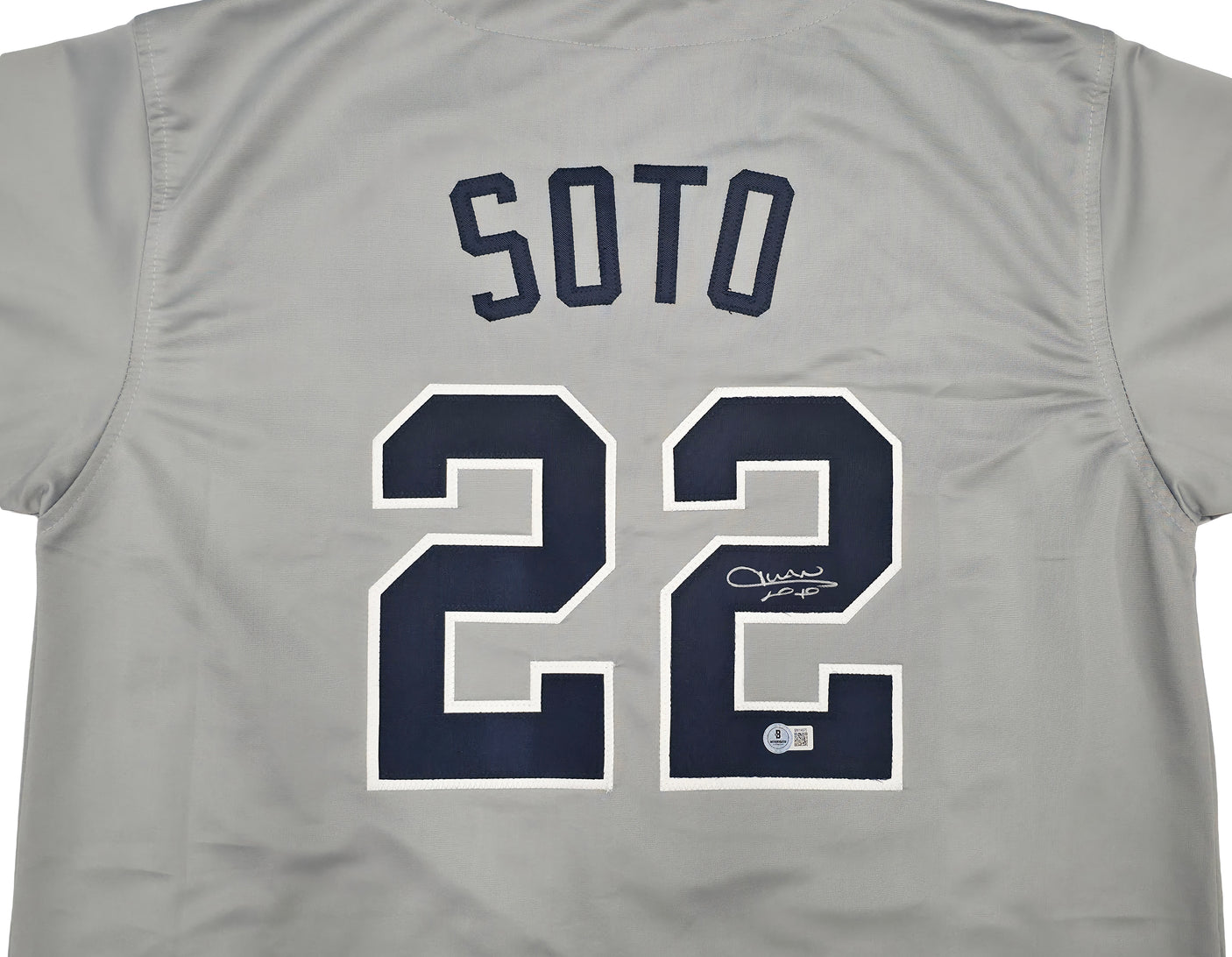 New York Yankees Juan Soto Autographed Gray Jersey Beckett BAS QR Stock #250496
